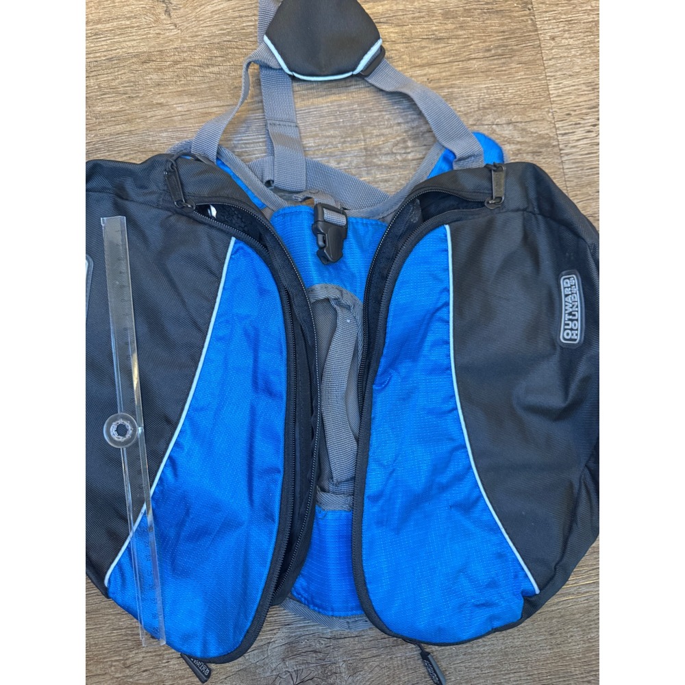 New Outward Hound Dog Backpack Harness Removable Saddlebag Blue Hiking Large